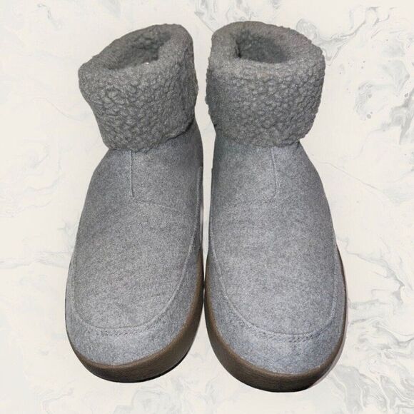 Snauk Roll Top Bootie Faux Fur Soft Stretch Gray Ankle Boots Women’s Size 9 - Picture 2 of 8